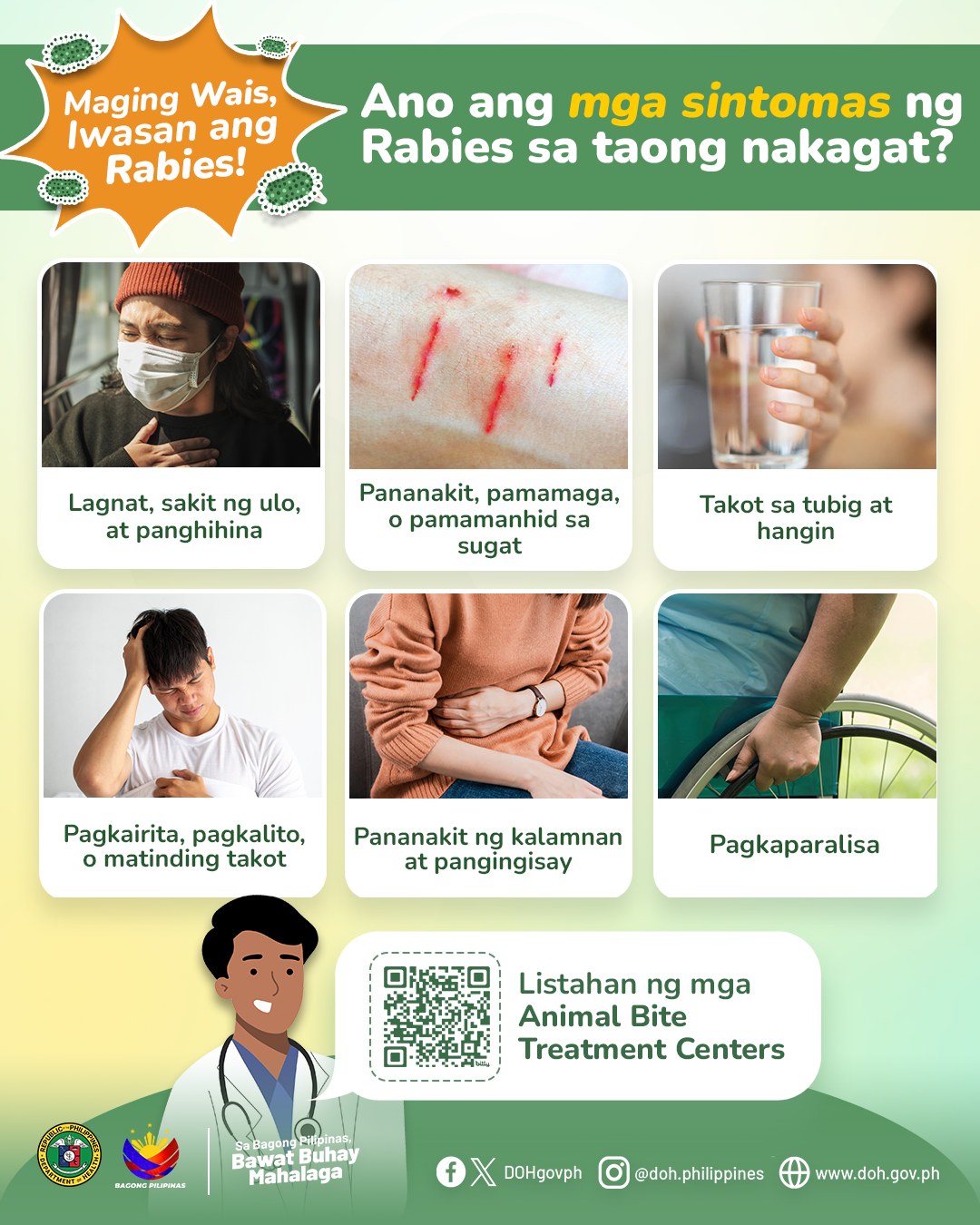 Ano ang mga sintomas ng Rabies sa taong nakagat?